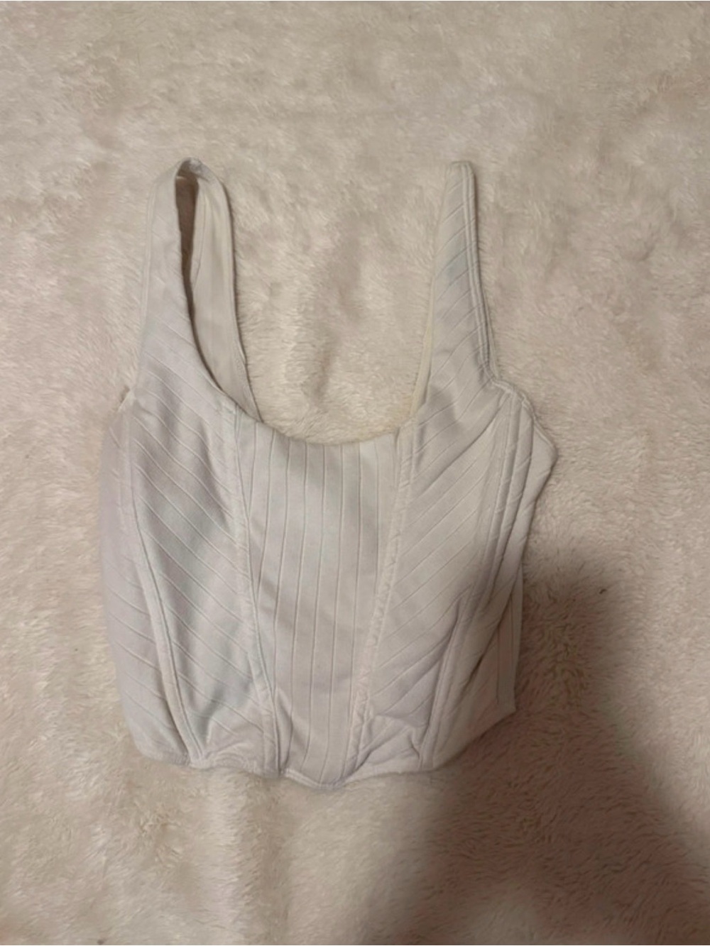 No Boundaries White Ribbed Square-Neck Tank